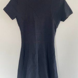 Theory black woven mini dress